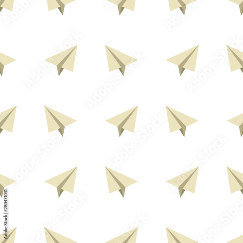 seamless pattern with paper airplanes in flat style in color Vector illustration © Sergey
