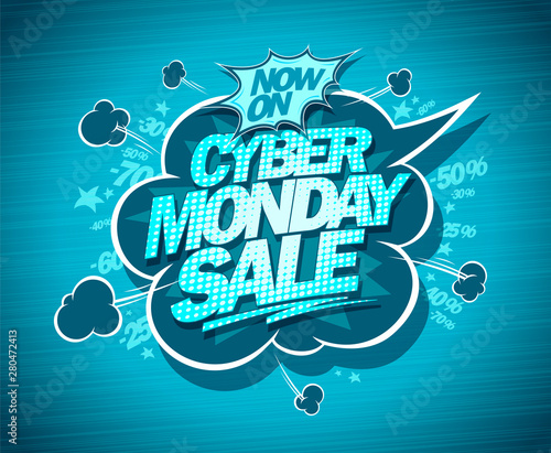 Syber monday sale banner with speech bubble