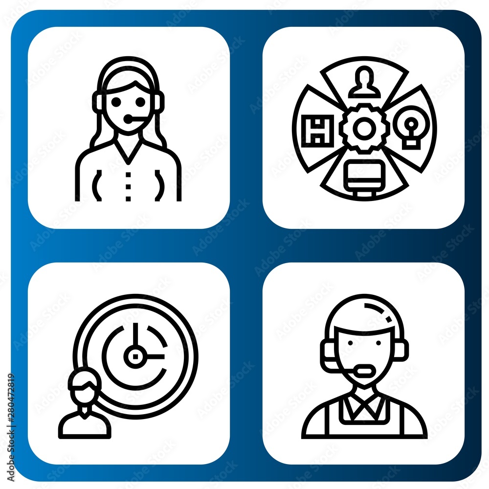 Set of administrator icons such as Customer service, Role, Support services , administrator