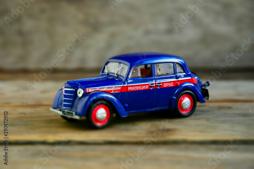 Moskvich 400-420 blue 1947 The legendary Soviet car scale 1/43. The collection model of a car of the USSR is a passenger Soviet car of the Moscow plant for the production of small cars (MZMA). Militia