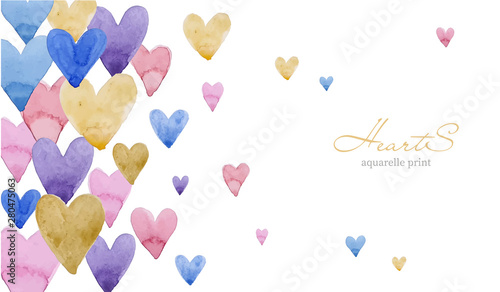 print of watercolor with colorful hearts