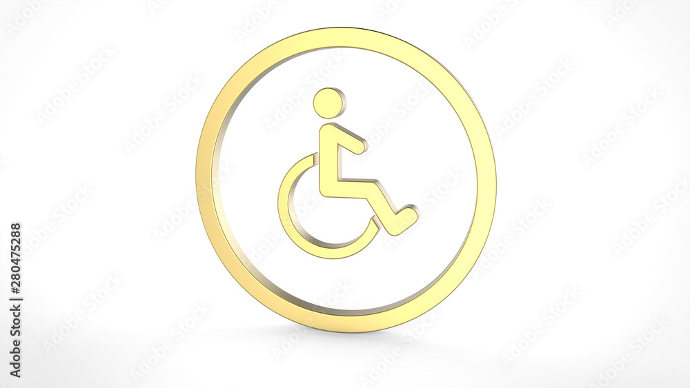 3d rendering of disabled icon in gold color 3d rendering of disabled icon in gold color