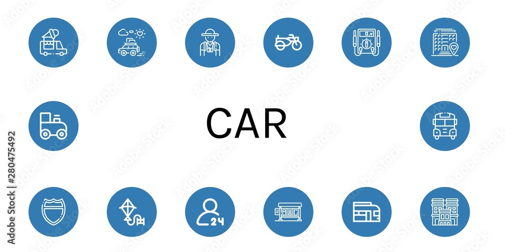 Set of car icons such as Ice cream truck, Honeymoon, Tourist, Sidecar, Electric meter, Hotel, Highway, Kite, hours delivery, Bus stop, Train, Toy train, School bus , car Set of car icons such as Ice cream truck, Honeymoon, Tourist, Sidecar, Electric meter, Hotel, Highway, Kite, hours delivery, Bus stop, Train, Toy train, School bus , car