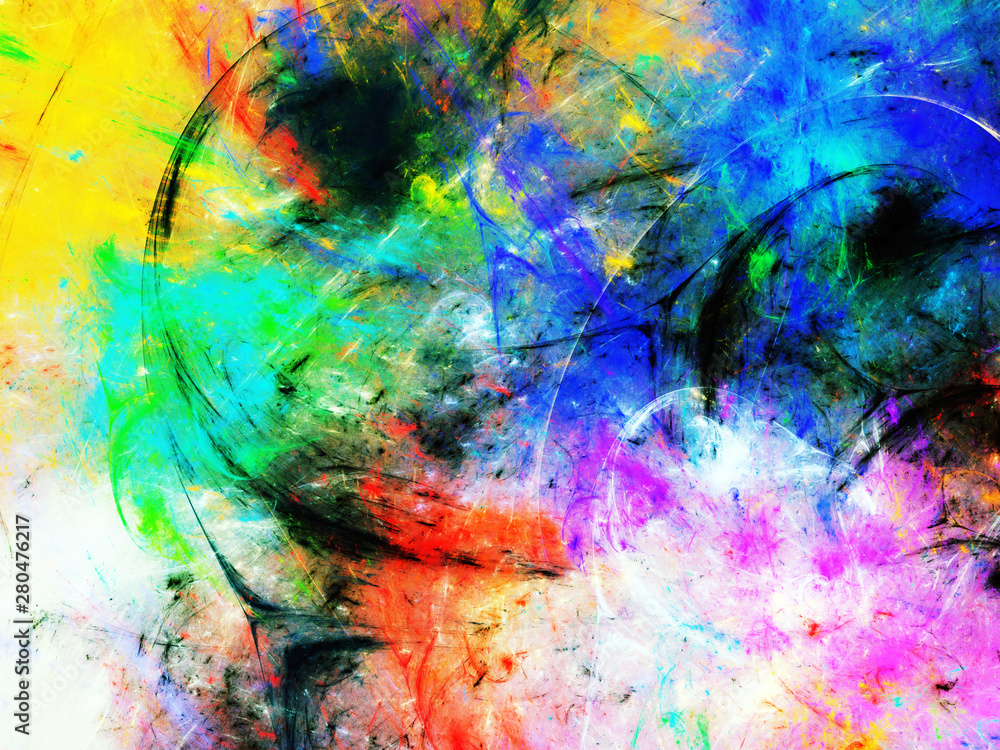 rainbow abstract fractal background 3d rendering illustration - obrazy, fototapety, plakaty 
