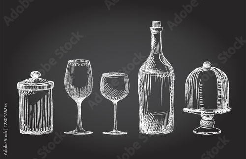 Hand drawn set of kitchen utensils