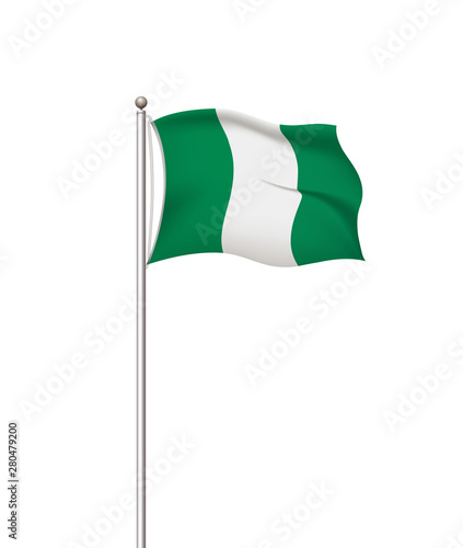 World flags. Country national flag post transparent background. Nigeria. Vector illustration.