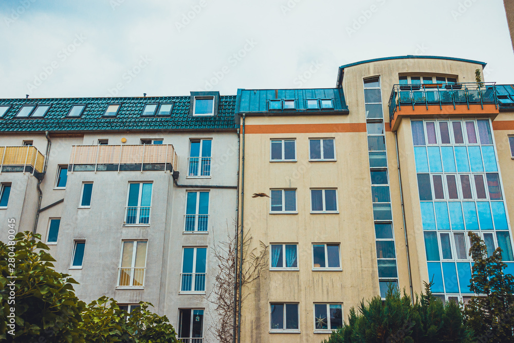 apartment building on a grey day at berlin, germany