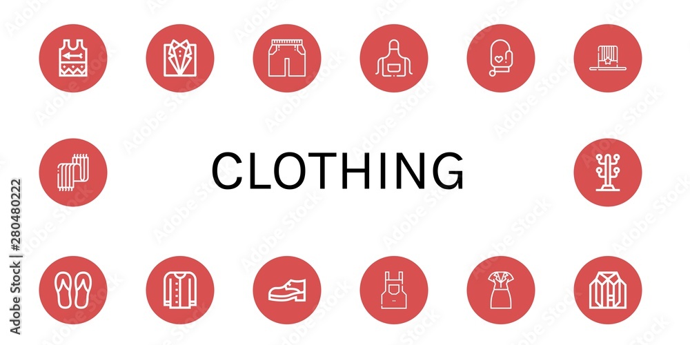 Set of clothing icons such as Singlet, Tuxedo, Shorts, Apron, Oven mitt, Hat, Flip flops, Cardigan, Shoe, Dress, Clothes, Scarf, Coat stand , clothing Set of clothing icons such as Singlet, Tuxedo, Shorts, Apron, Oven mitt, Hat, Flip flops, Cardigan, Shoe, Dress, Clothes, Scarf, Coat stand , clothing
