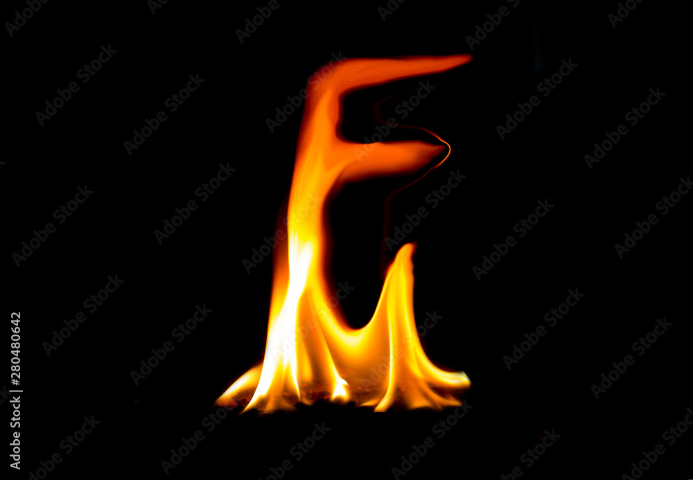 Fototapeta premium Letter F made of fire