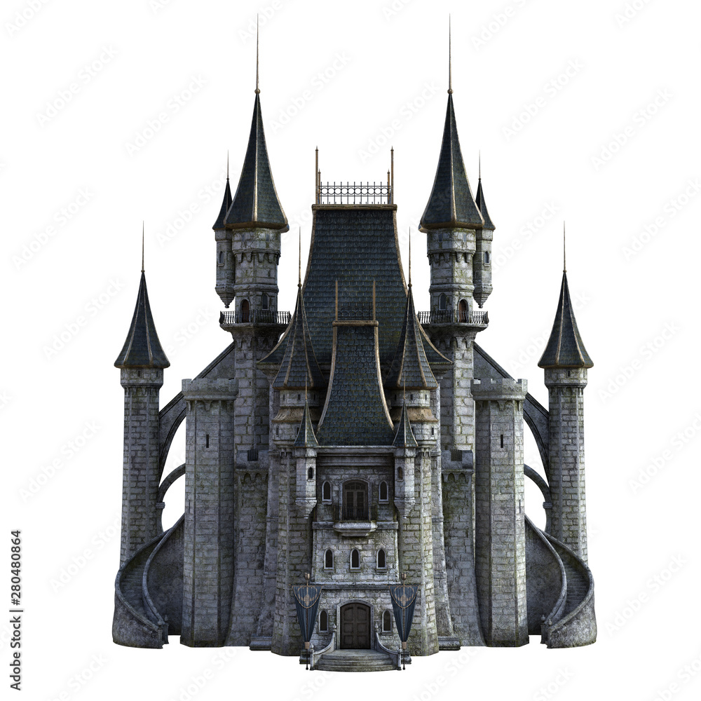 Naklejka premium 3D Rendered Fairy Tale Castle on White Background - 3D Illustration