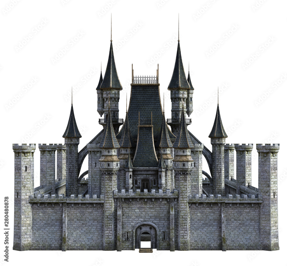 3D Rendered Fairy Tale Castle on White Background - 3D Illustration