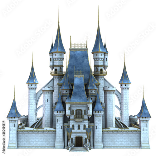 Obraz na plátně 3D Rendered Fairy Tale Castle on White Background - 3D Illustration