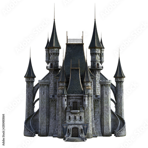 3D Rendered Fairy Tale Castle on White Background - 3D Illustration