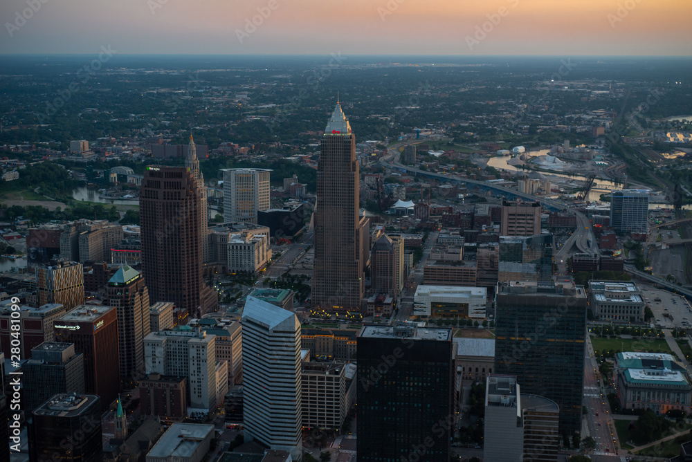 Aerial Cleveland Skyline 