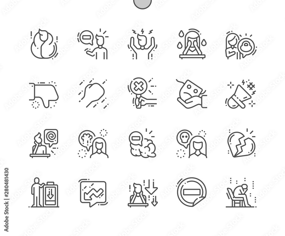 Negative thinking Well-crafted Pixel Perfect Vector Thin Line Icons 30 2x Grid for Web Graphics and Apps. Simple Minimal Pictogram Negative thinking Well-crafted Pixel Perfect Vector Thin Line Icons 30 2x Grid for Web Graphics and Apps. Simple Minimal Pictogram