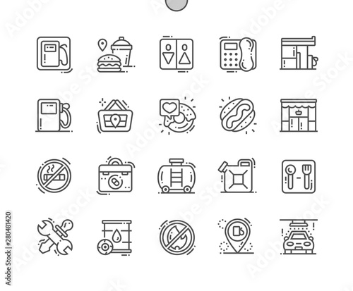 Gas station Well-crafted Pixel Perfect Vector Thin Line Icons 30 2x Grid for Web Graphics and Apps. Simple Minimal Pictogram