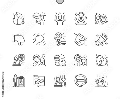 Negative thinking Well-crafted Pixel Perfect Vector Thin Line Icons 30 2x Grid for Web Graphics and Apps. Simple Minimal Pictogram