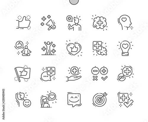 Positive thinking Well-crafted Pixel Perfect Vector Thin Line Icons 30 2x Grid for Web Graphics and Apps. Simple Minimal Pictogram