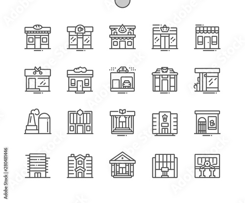 Commercial buildings Well-crafted Pixel Perfect Vector Thin Line Icons 30 2x Grid for Web Graphics and Apps. Simple Minimal Pictogram