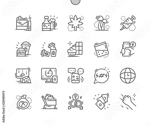 Bad habits Well-crafted Pixel Perfect Vector Thin Line Icons 30 2x Grid for Web Graphics and Apps. Simple Minimal Pictogram