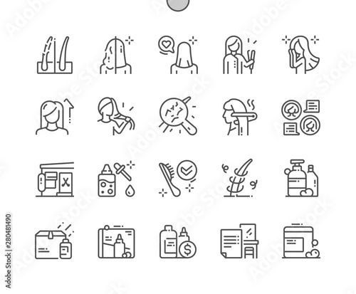 Keratin hair treatment Well-crafted Pixel Perfect Vector Thin Line Icons 30 2x Grid for Web Graphics and Apps. Simple Minimal Pictogram