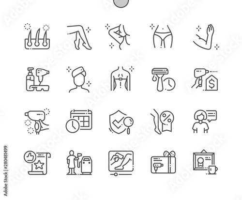 Laser hair removal Well-crafted Pixel Perfect Vector Thin Line Icons 30 2x Grid for Web Graphics and Apps. Simple Minimal Pictogram