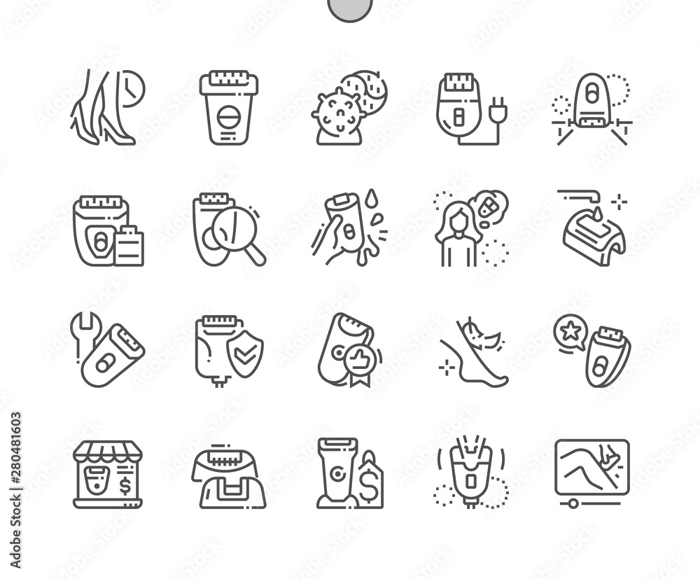 Epilator Well-crafted Pixel Perfect Vector Thin Line Icons 30 2x Grid for Web Graphics and Apps. Simple Minimal Pictogram