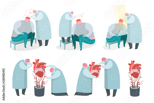 Doctor, Surgeon and psychologist working with Human Heart and brain.