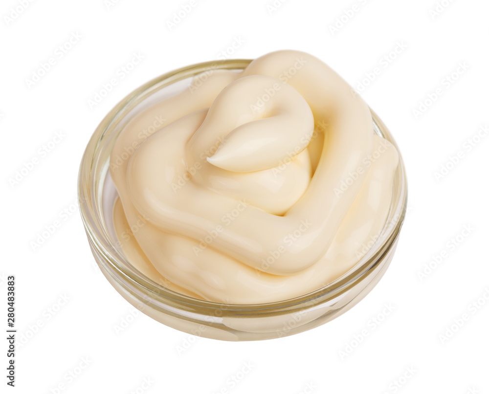 Mayonnaise sauce in glass bowl Mayonnaise sauce in glass bowl