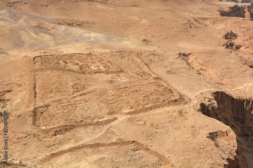 Remnants of Roman Camp one of several legionary camps just outside the circumvallation wall of Masada. The siege of Masada was 1 of the final events in the 1st Jewish Roman War photo