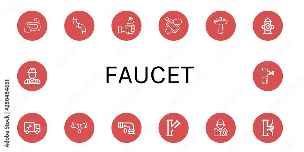 Set of faucet icons such as Soap, Pipe, Water, Washbasin, Fire hydrant, Plumber, Leak, Water tap, Pipes , faucet Set of faucet icons such as Soap, Pipe, Water, Washbasin, Fire hydrant, Plumber, Leak, Water tap, Pipes , faucet
