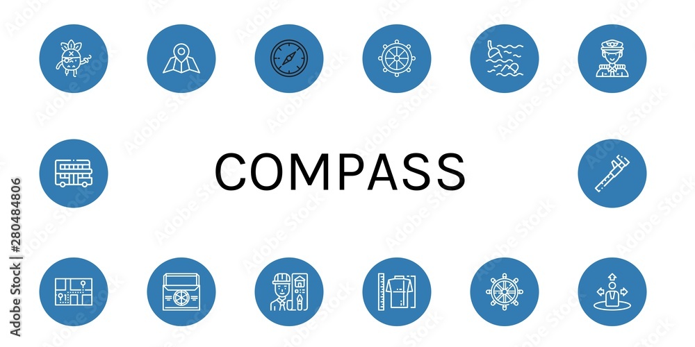 Set of compass icons such as Pirate, Navigator, Compass, Helm, Sea, Captain, Thermo bag, Architect, Measure, Navigation, Touristic , compass Set of compass icons such as Pirate, Navigator, Compass, Helm, Sea, Captain, Thermo bag, Architect, Measure, Navigation, Touristic , compass