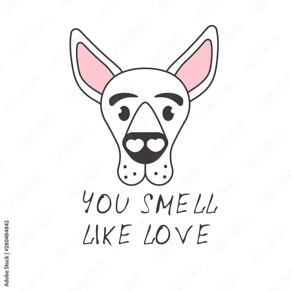 Vector illustration of a stylized dog. Funny inscription. Isolated illustration for print on clothes or childrens books. Pet shop and grooming concept. Vector illustration of a stylized dog. Funny inscription. Isolated illustration for print on clothes or childrens books. Pet shop and grooming concept.