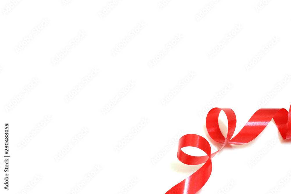 Red ribbon on white background Red ribbon on white background