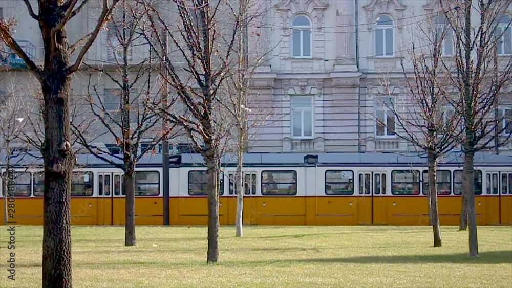 Old hungarian tram passing by in Budapest Old hungarian tram passing by in Budapest
