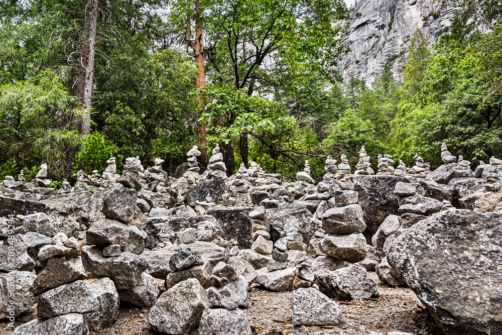 Rock Cairn Sculpture Garden in the Yosemite Valley, Yosemite National Park, California