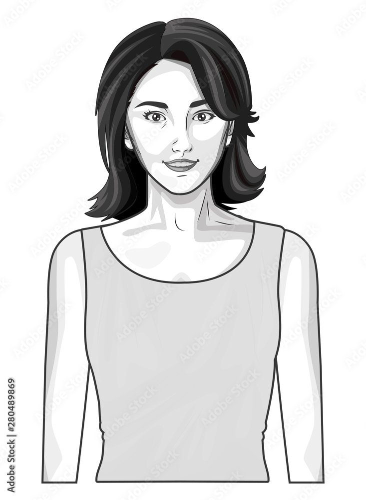 Pop art beautiful and young woman cartoon in black and white Pop art beautiful and young woman cartoon in black and white