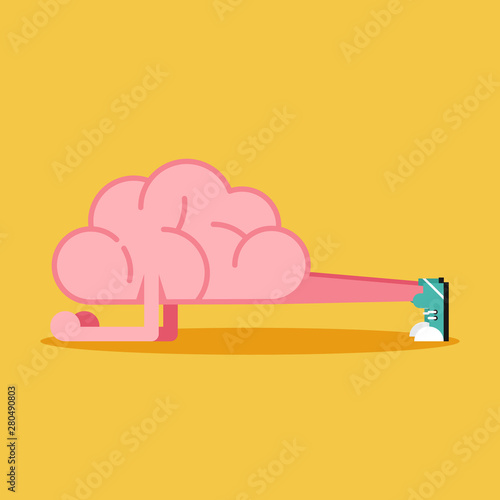Brain training with planking flat design. Creative idea concept