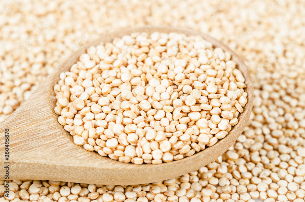 quinoa seeds in spoon. quinoa seeds in spoon.