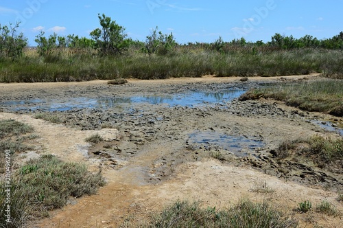 Large natural reservoir of healing fossil mud near Nin town in Croatia, Zadar district