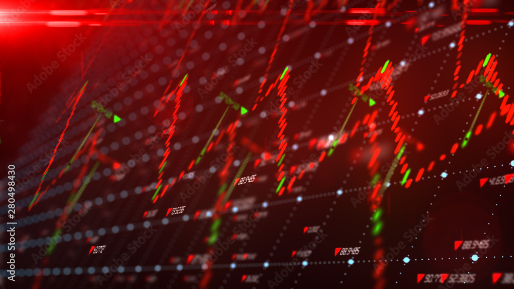 Obraz premium Stock market price chart investment trend graph bear market recession - 3D illustration rendering