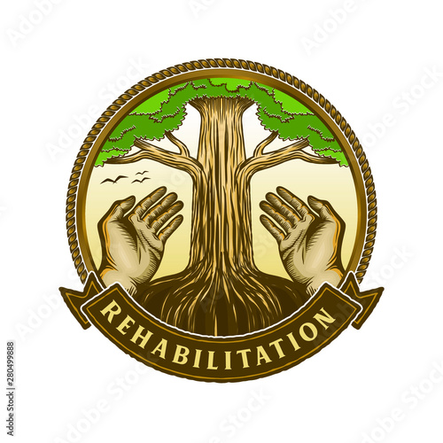 Hand and tree element for life logo and people