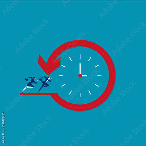 business man run around the time the employee concept vector