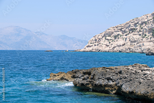 Mediterranean sea coast of plati island greece photo