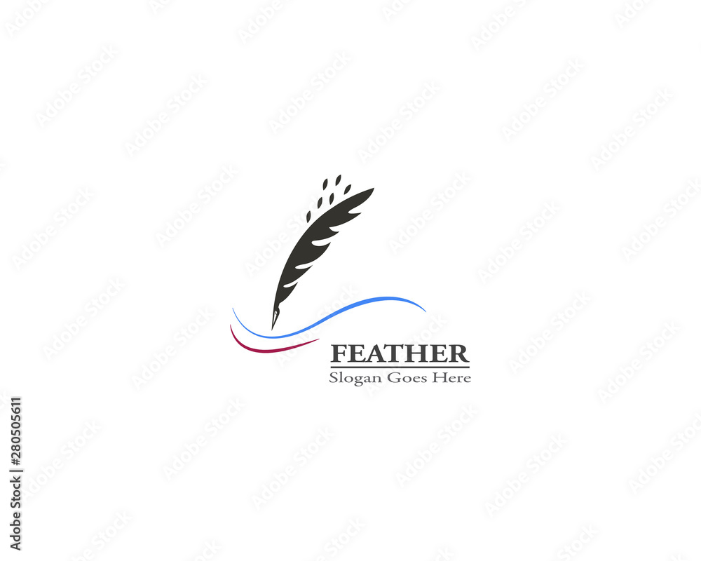 Feather pen logo template vector illustration Feather pen logo template vector illustration