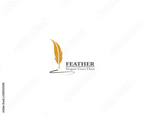 Feather pen logo template vector illustration