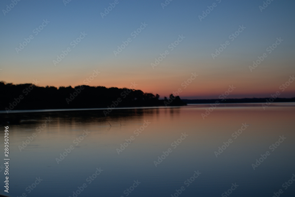 sunset over water in Oklahoma