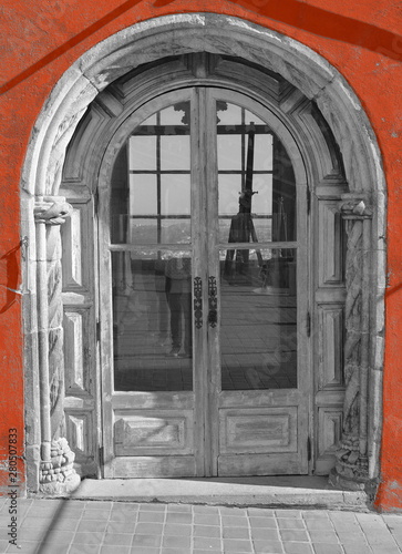 Arched Top Stone Doorway to a Balcony in an Old Stone Building