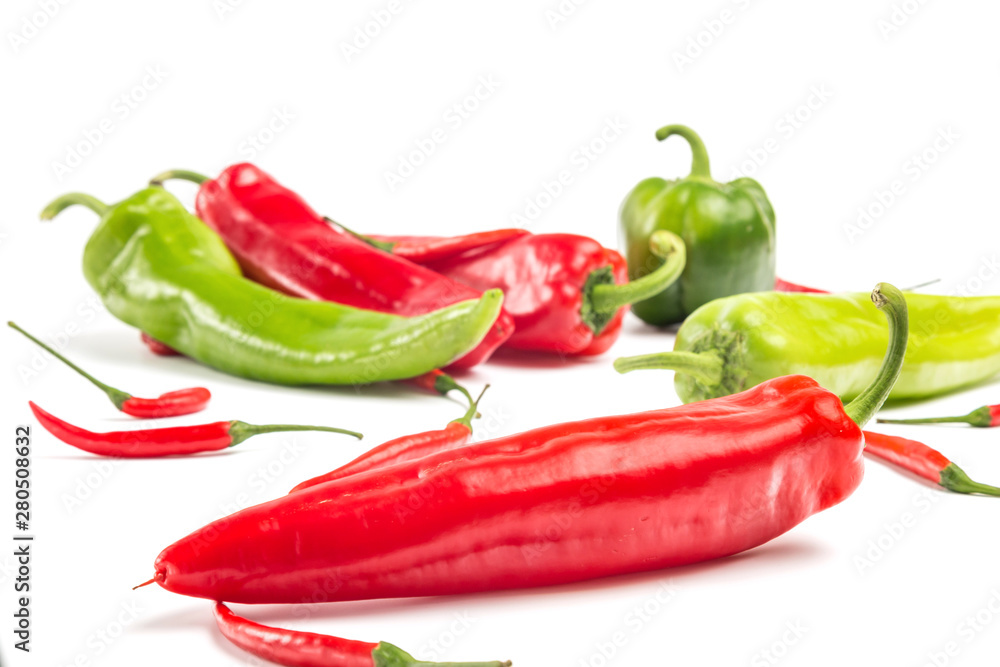 Chilies on a white background