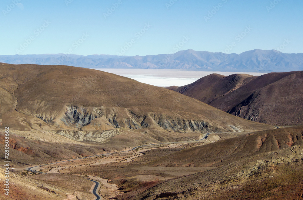 Landscape of northern Argentina, Jujuy Province, Humahuaca. Salinas Grandes